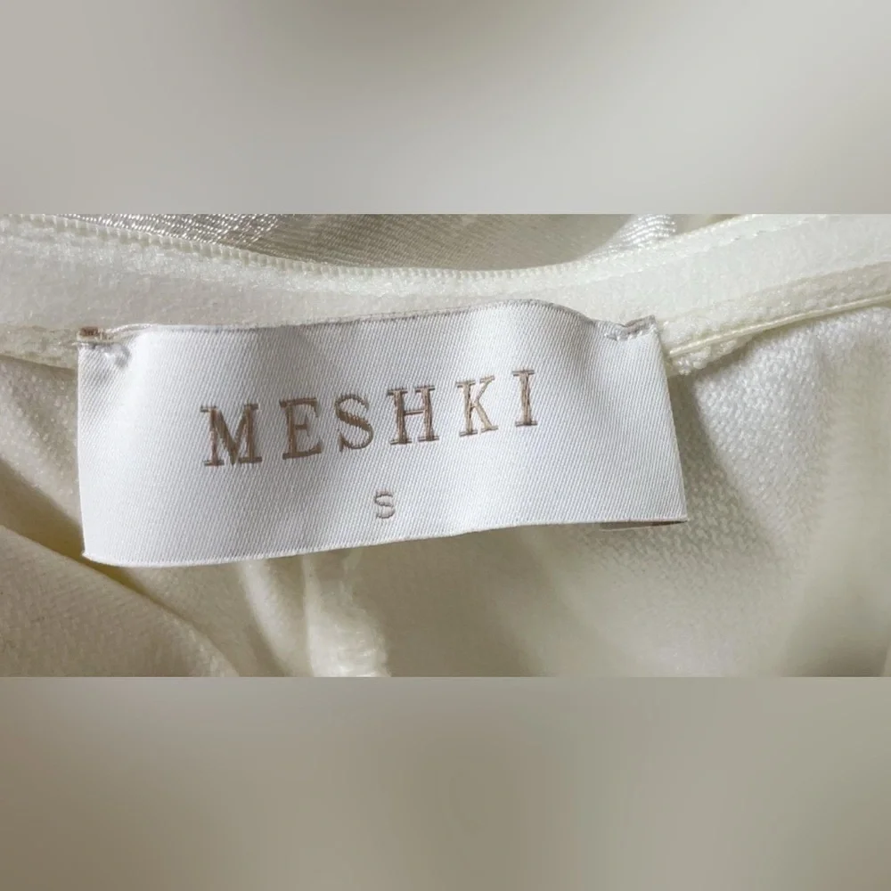 Meshki Giselle Off Shoulder Cowl Neck Maxi Dress White Romantic Formal Gown Sz S - Picture 7 of 10